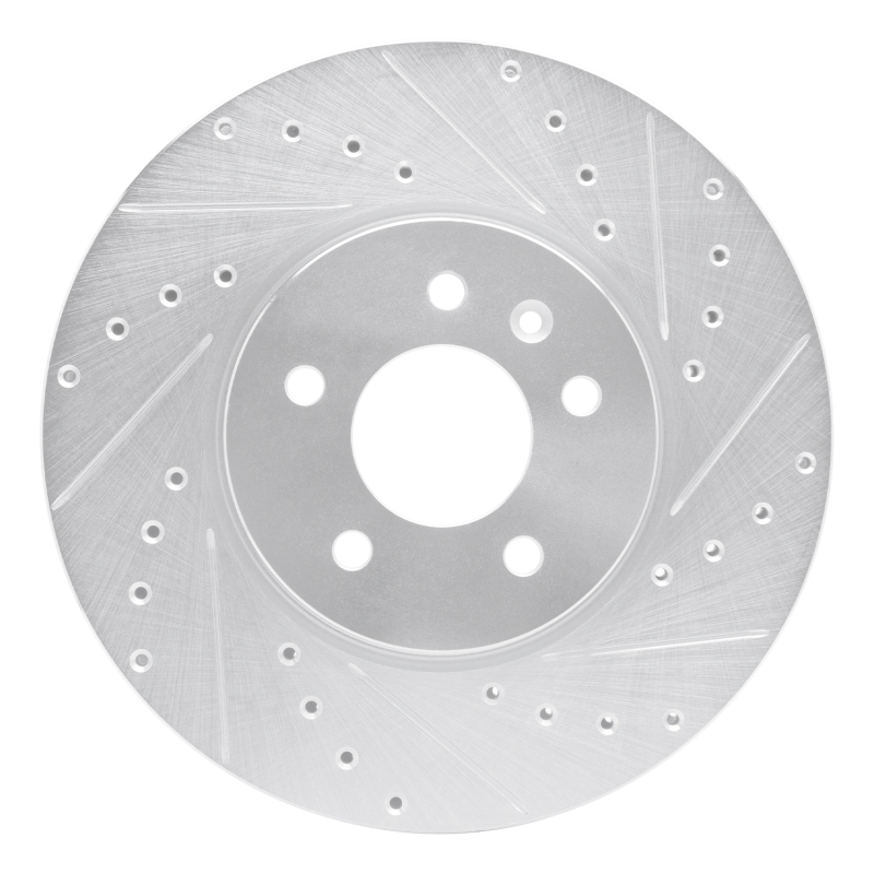 Buick Cascada Brake Rotor (1) - Front Right - R1 Concepts - Drilled & Slotted - Silver - `14-`19